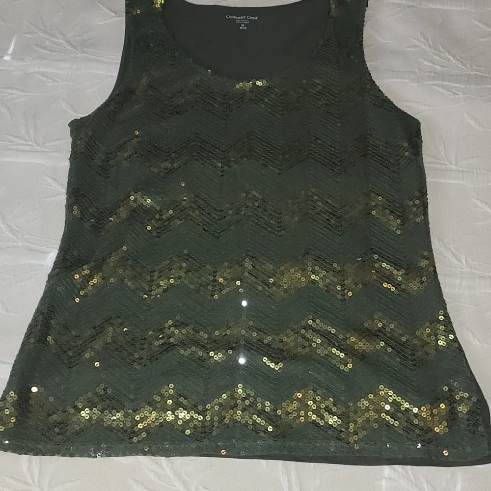 Coldwater Creek sequined front tank top blouse NWOT - Picture 7 of 7